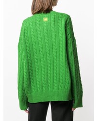 Зеленый вязаный свободный свитер от Loewe