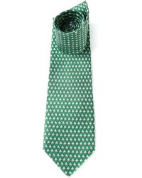 Мужской зеленый галстук с принтом от Salvatore Ferragamo