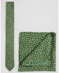 Мужской зеленый галстук с цветочным принтом от Asos