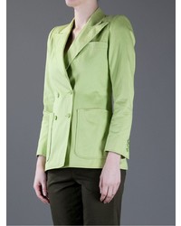 Женский зеленый двубортный пиджак от Yves Saint Laurent Vintage