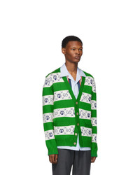 Мужской зеленый кардиган в горизонтальную полоску от Gucci