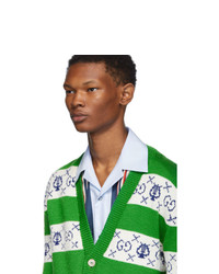 Мужской зеленый кардиган в горизонтальную полоску от Gucci