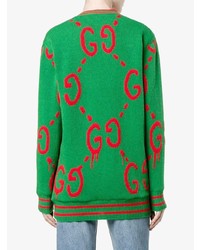 Женский зеленый кардиган с принтом от Gucci