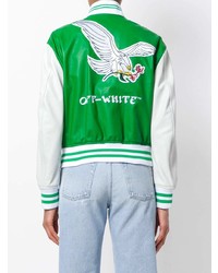 Женский зеленый кожаный бомбер от Off-White