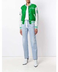 Женский зеленый кожаный бомбер от Off-White