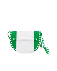Зеленый кожаный клатч с шипами от Valentino