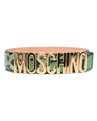 Мужской зеленый кожаный ремень от Moschino