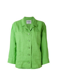Зеленый льняной пиджак