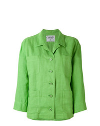 Женский зеленый льняной пиджак от Chanel Vintage
