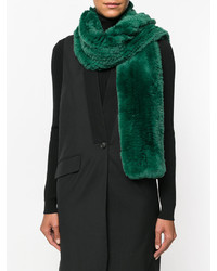 Женский зеленый меховой шарф от Yves Salomon