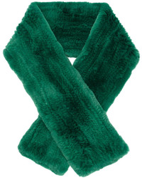 Женский зеленый меховой шарф от Yves Salomon