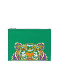 Зеленый мужской клатч с вышивкой