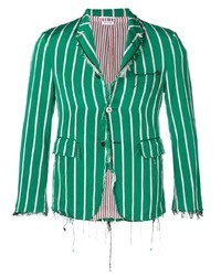 Мужской зеленый пиджак в вертикальную полоску от Thom Browne
