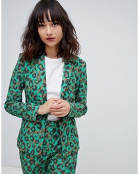 Зеленый пиджак с принтом