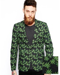 Зеленый пиджак с принтом