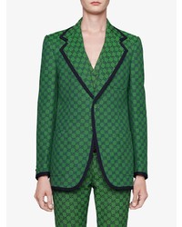 Мужской зеленый пиджак с принтом от Gucci