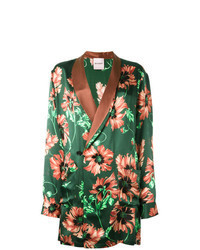 Зеленый пиджак с цветочным принтом