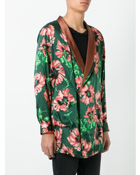 Мужской зеленый пиджак с цветочным принтом от Palm Angels