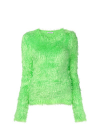 Женский зеленый пушистый свитер с круглым вырезом от Balenciaga