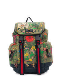 Зеленый рюкзак с цветочным принтом