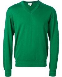 Мужской зеленый свитер с v-образным вырезом от Brioni