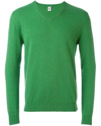 Мужской зеленый свитер с v-образным вырезом от Eleventy
