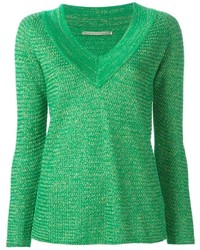 Женский зеленый свитер с v-образным вырезом от Ermanno Scervino