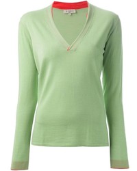 Женский зеленый свитер с v-образным вырезом от Etro