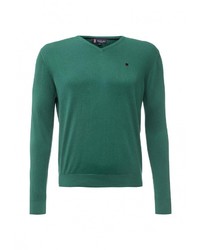 Мужской зеленый свитер с v-образным вырезом от Lion of Porches