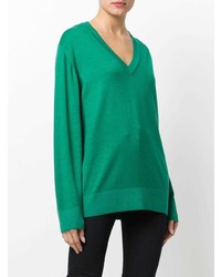 Женский зеленый свитер с v-образным вырезом от Tomas Maier