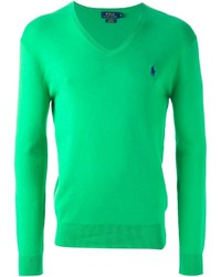 Мужской зеленый свитер с v-образным вырезом от Polo Ralph Lauren