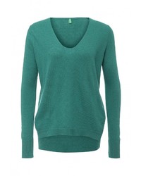 Женский зеленый свитер с v-образным вырезом от United Colors of Benetton