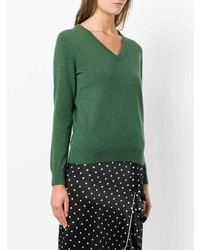 Женский зеленый свитер с v-образным вырезом от N.Peal
