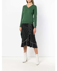 Женский зеленый свитер с v-образным вырезом от N.Peal