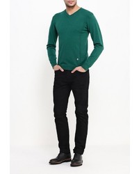 Мужской зеленый свитер с v-образным вырезом от Y.Two