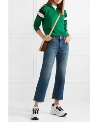 Женский зеленый свитер с воротником на молнии от Gucci