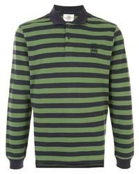 Мужской зеленый свитер с воротником поло в горизонтальную полоску от Kent & Curwen