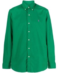 Мужской зеленый свитер с воротником поло с вышивкой от Polo Ralph Lauren