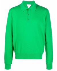 Мужской зеленый свитер с воротником поло от Bottega Veneta