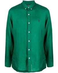 Мужской зеленый свитер с воротником поло от Polo Ralph Lauren