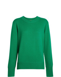 Зеленый свитер с круглым вырезом