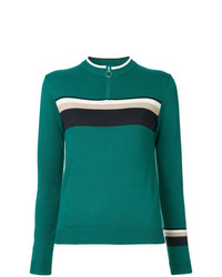 Женский зеленый свитер с круглым вырезом в горизонтальную полоску от GUILD PRIME