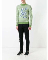 Мужской зеленый свитер с круглым вырезом с принтом от JW Anderson