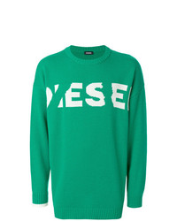 Мужской зеленый свитер с круглым вырезом с принтом от Diesel