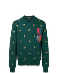 Мужской зеленый свитер с круглым вырезом с принтом от Dolce & Gabbana