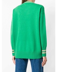 Женский зеленый свитер с круглым вырезом с принтом от Moncler