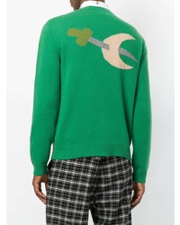 Мужской зеленый свитер с круглым вырезом с принтом от Gucci