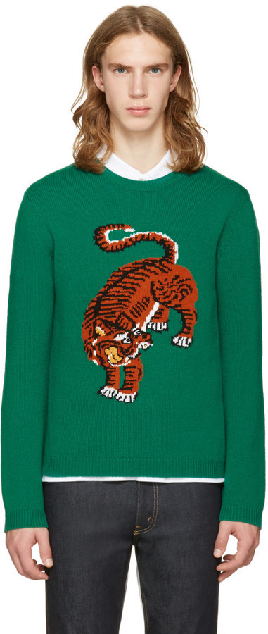 Gucci green sales tiger sweater