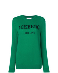 Женский зеленый свитер с круглым вырезом с принтом от Iceberg