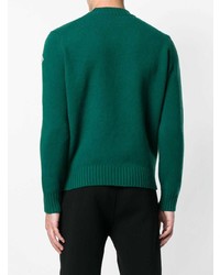 Мужской зеленый свитер с круглым вырезом с принтом от Moncler